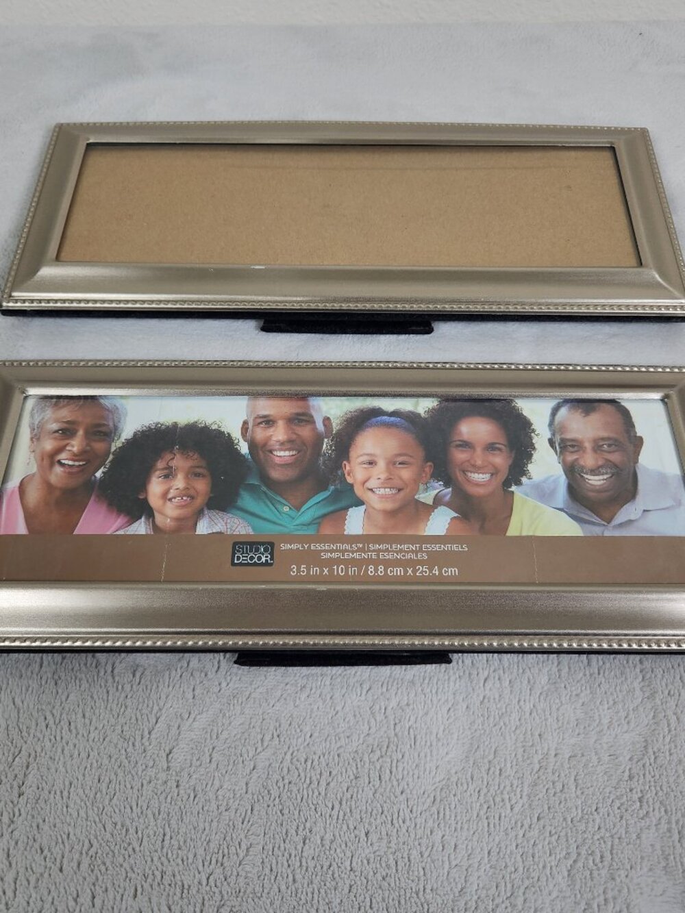 Picture Frame 3.5 in x 10 in Brushed Gold Tone Lot of 2 Frames Stand or Hang